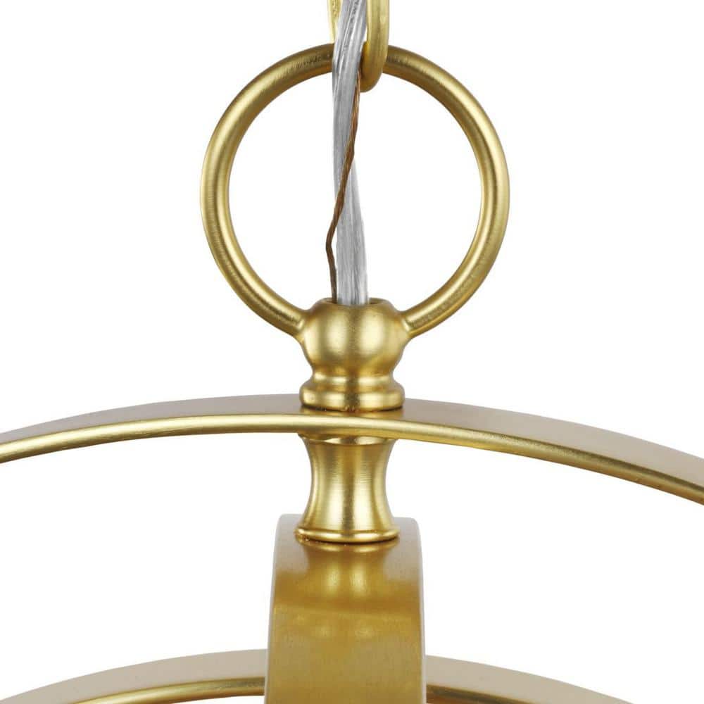 Equinox 16'' Satin Brass Globe Pendant Light with Crystal Accents
