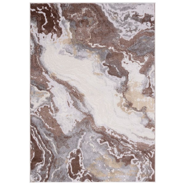 Palma 4 ft. x 6 ft. Beige/Brown Distressed Marble Area Rug