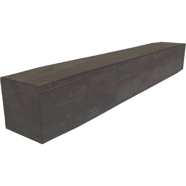 Ekena Millwork 4 in. x 4 in. x 7 ft. Sandblasted Faux Wood Fireplace Mantel Aged Cedar
