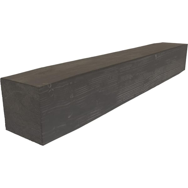 Ekena Millwork 4 in. x 6 in. x 4 ft. Sandblasted Faux Wood Fireplace Mantel Aged Cedar