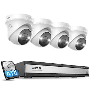 4K UHD 16-Channel POE 4TB Hard Drive NVR Security System with 4-Wired 8MP Spotlight Cameras, Color Night Vision