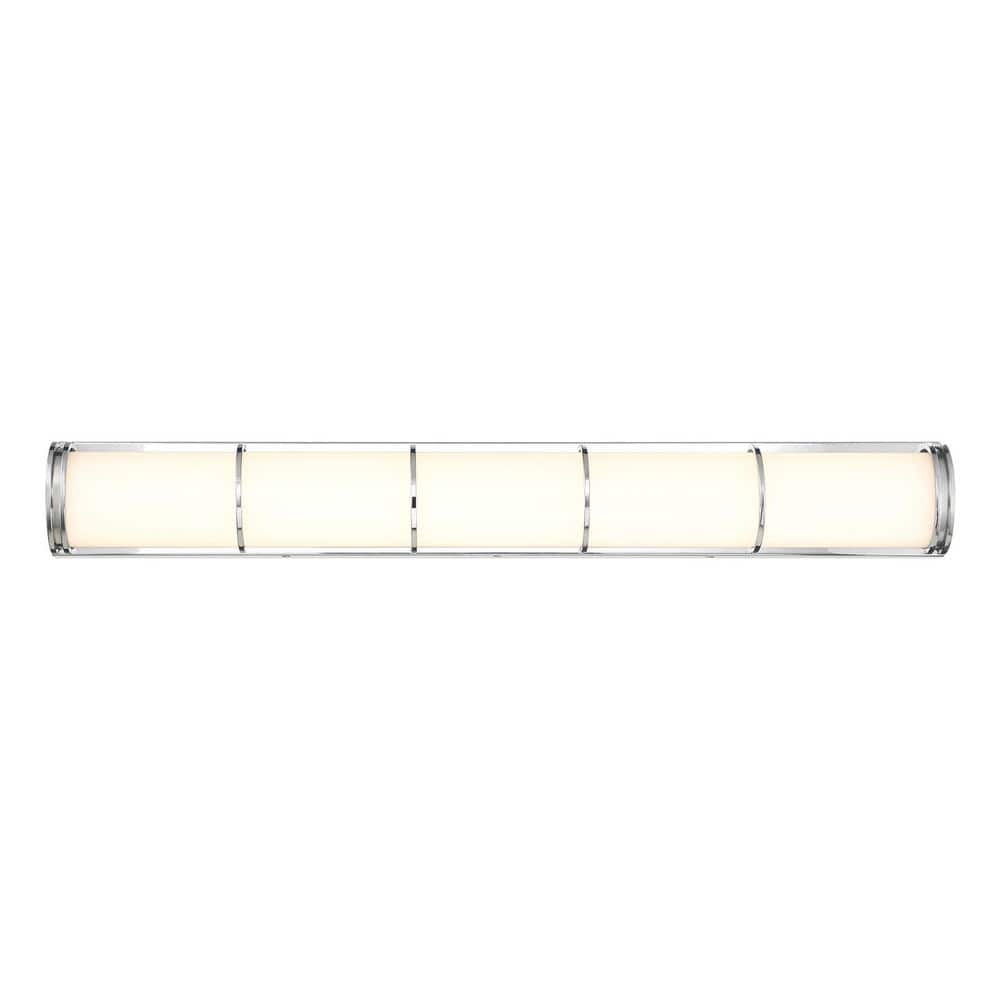 Harper 36 in. W x 4.64 in. H Chrome LED Contemporary Bathroom Vanity Light with White Etched Glass Shades price history on PriceWatchPro