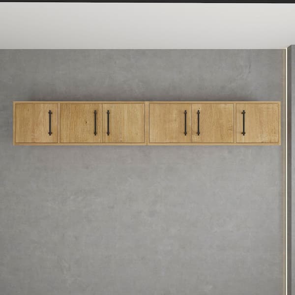 Victoria 84 in. W x 11.8 in. D x 13.78 in. H Brown Plywood Wall Overhead Floating Linen Cabinet in Oak