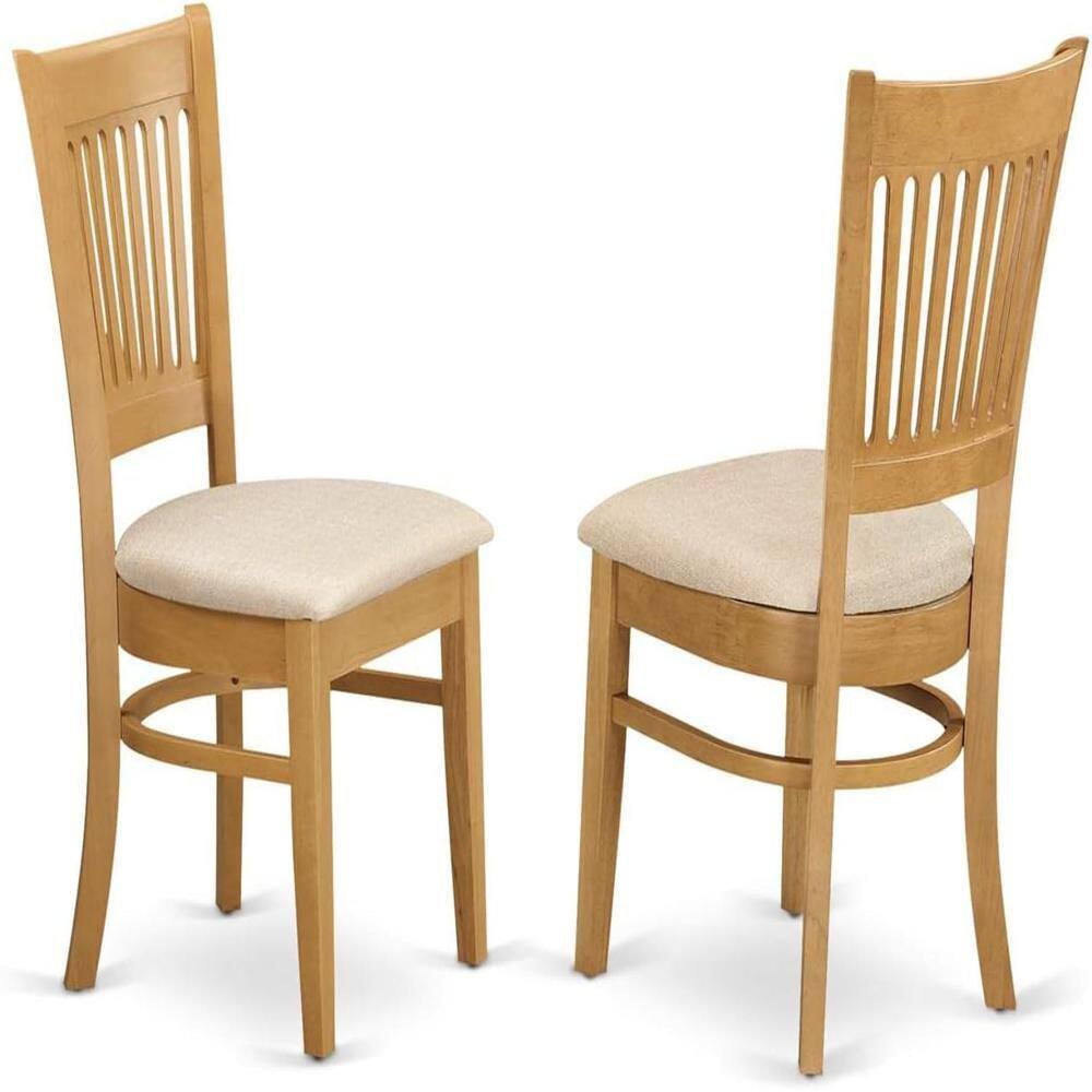 Natural Oak Finish 3-Piece Round Dining Set with High Back Lattice Chairs