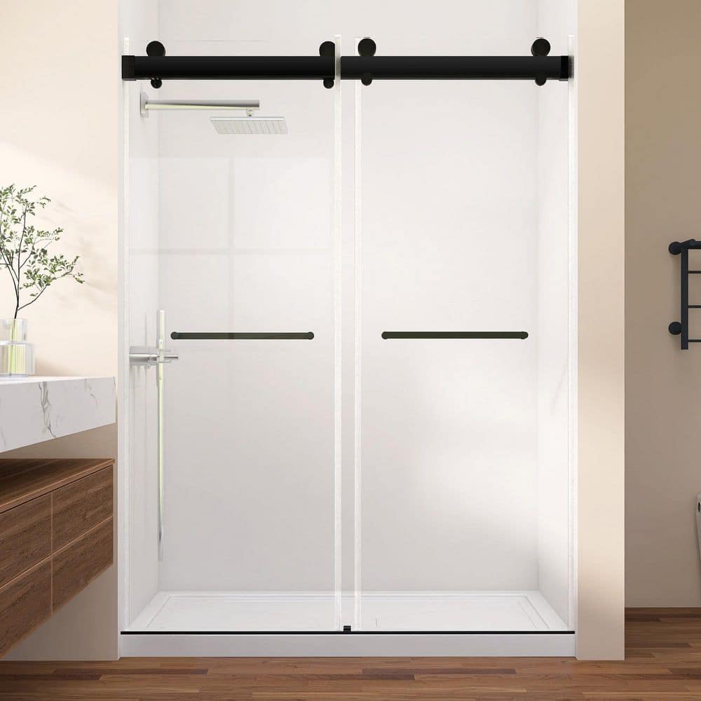 Gst 56-60 in. W x 79 in. H Frameless Double Sliding Shower Door with Soft Close in Matte Black 3/8 in. Tempered Glass price history on PriceWatchPro