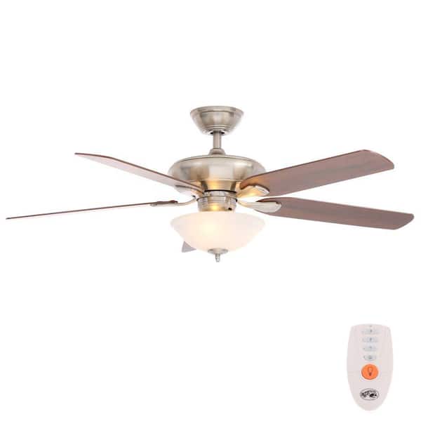 Hampton Bay Flowe 52 in. Indoor Brushed Nickel Ceiling Fan with Light Kit and Remote Control
