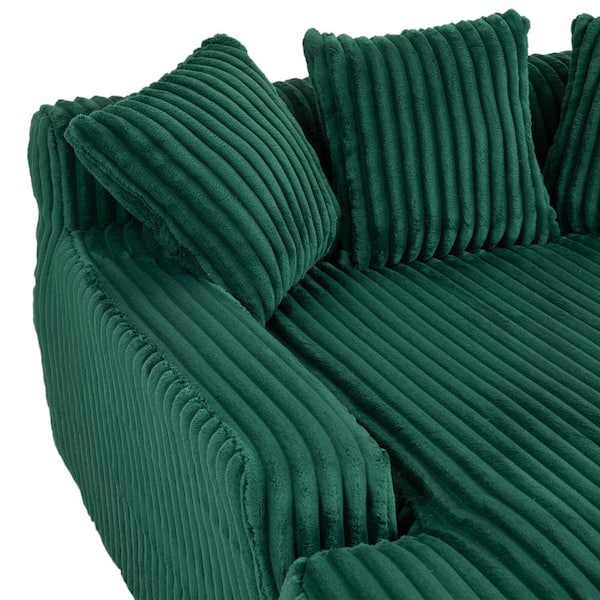 JUJABU 52 in. Emerald Corduroy Polyester 2-Seater Loveseat with 3