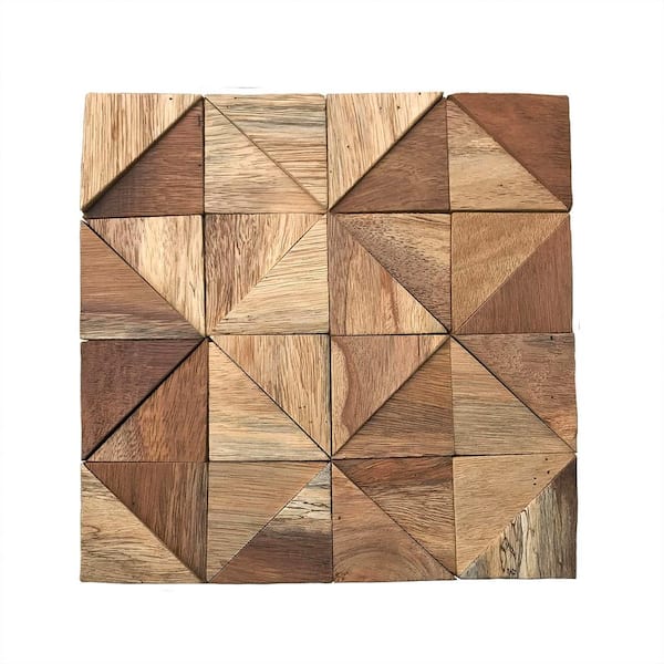 Ekena Millwork 11-7/8 in. x 11-7/8 in. x 1/2 in. Authentic Boat Wood Mosaic Wall Tile Natural (11-Pack)