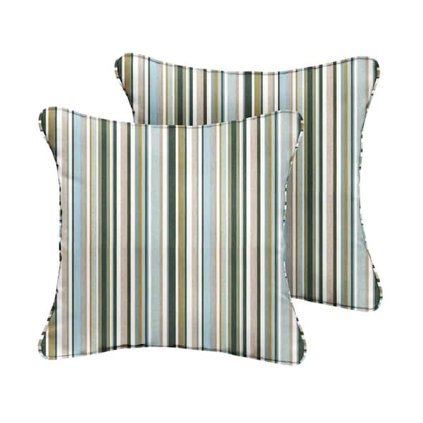 SORRA HOME Sunbrella Highlight Ivy Square Indoor/Outdoor Corded Throw Pillow (2-Pack)