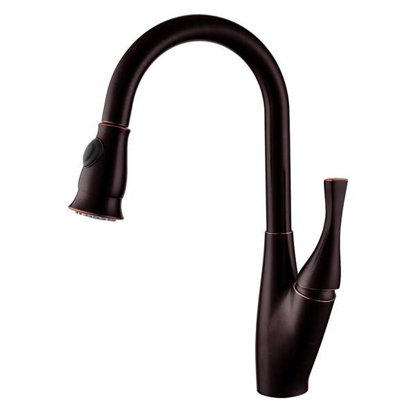 HOMLUX Single-Handle Pull-Down Sprayer Kitchen Faucet with Dual Function Sprayhead in Oil Rubbed Bronze