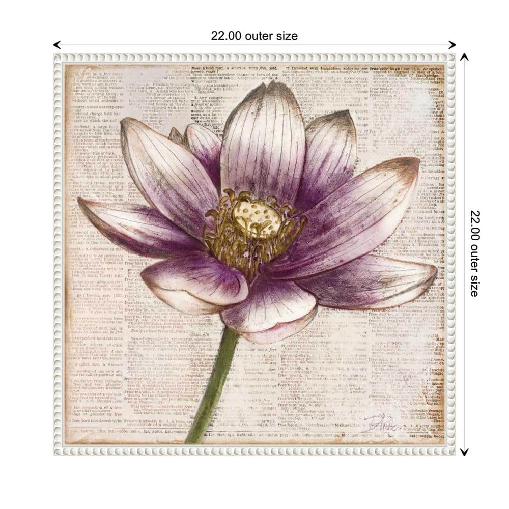 Purple Lotus Flower Beaded Framed Canvas Wall Art