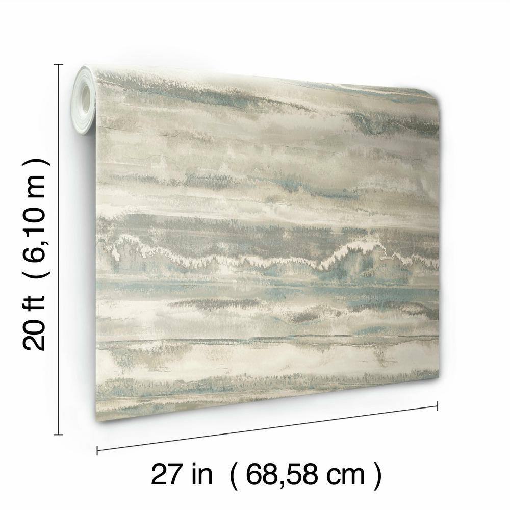Blue and Taupe Abstract Peel and Stick Vinyl Wallpaper Roll
