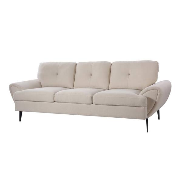 Sandy Wilson Home Clara 88 in. Sky Neutral Dye Fabric 3-Seater Lawson Sofa with Removable Cushions