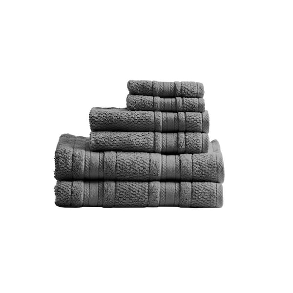 Remy 6-Piece Dark Gray Super Soft Quick Dry Cotton Bath Towel Set