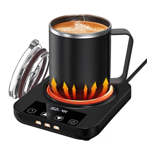16 oz. Black Stainless Steel Mug Heated Coffee Cup Warmer Temperature Control Electric Drinkware Set