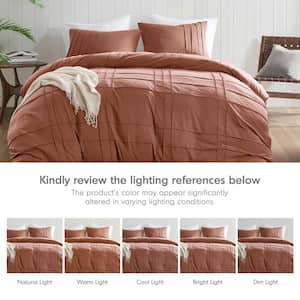 Porter 3-Piece Clay Microfiber King Soft Washed Pleated Duvet Cover Set