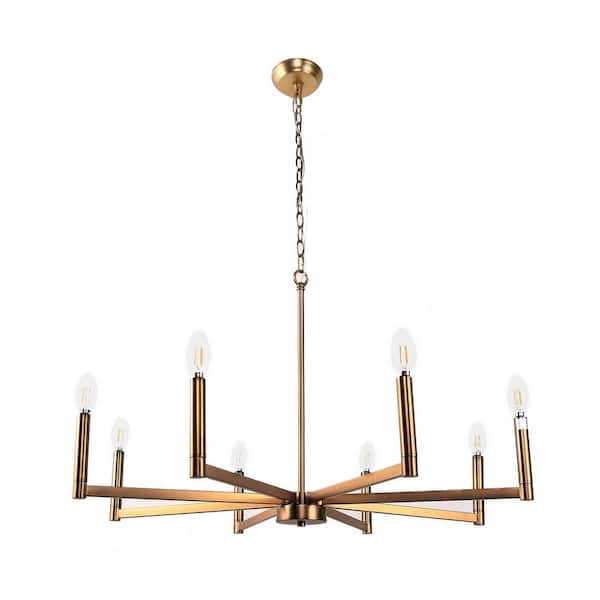 8-Light Modern Gold Chandelier with E12 Sockets, Modern Hanging Ceiling Light for Dining Room, Kitchen Island