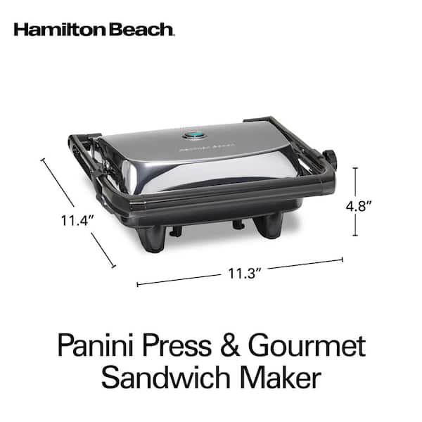 Hamilton Beach 1400-Watt Silver Panini Press with Non-Stick