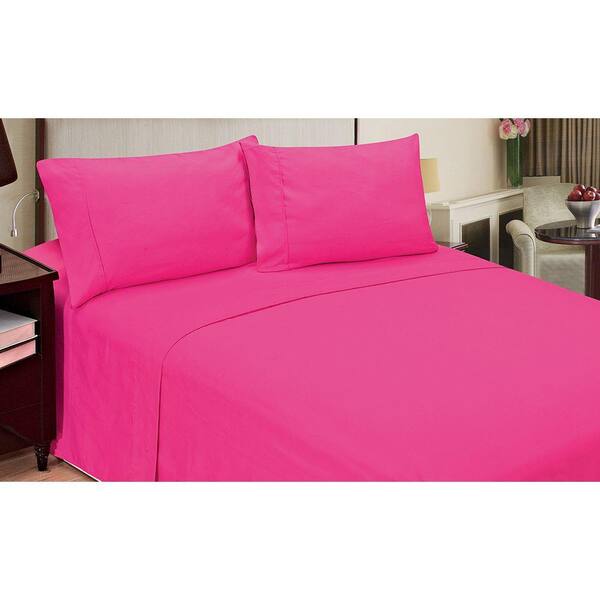 Home Dynamix Jill Morgan Fashion Solid Pink Microfiber 4-Piece King Sheet Set