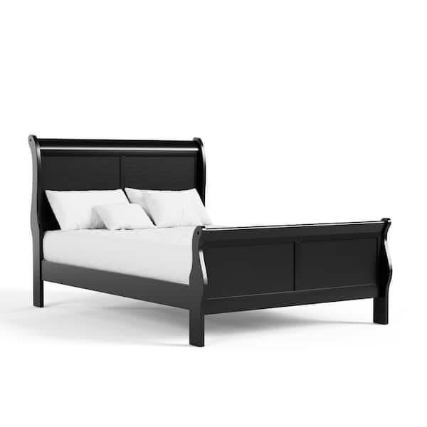 Furniture of America Burkhart Black Full Wood Frame Sleigh Bed with Slat Kit