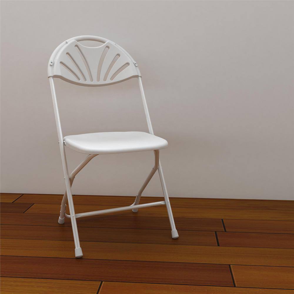 White Fan Back Indoor/Outdoor Folding Chair