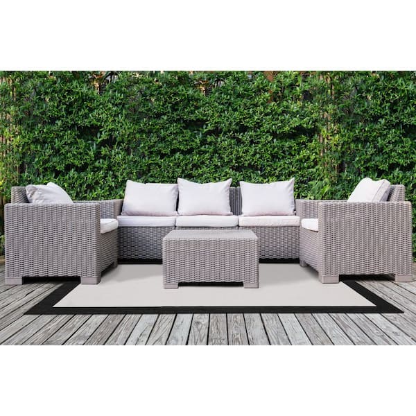 Zyana Collections 8 ft. x 11 ft. Black Border Indoor Area Rug