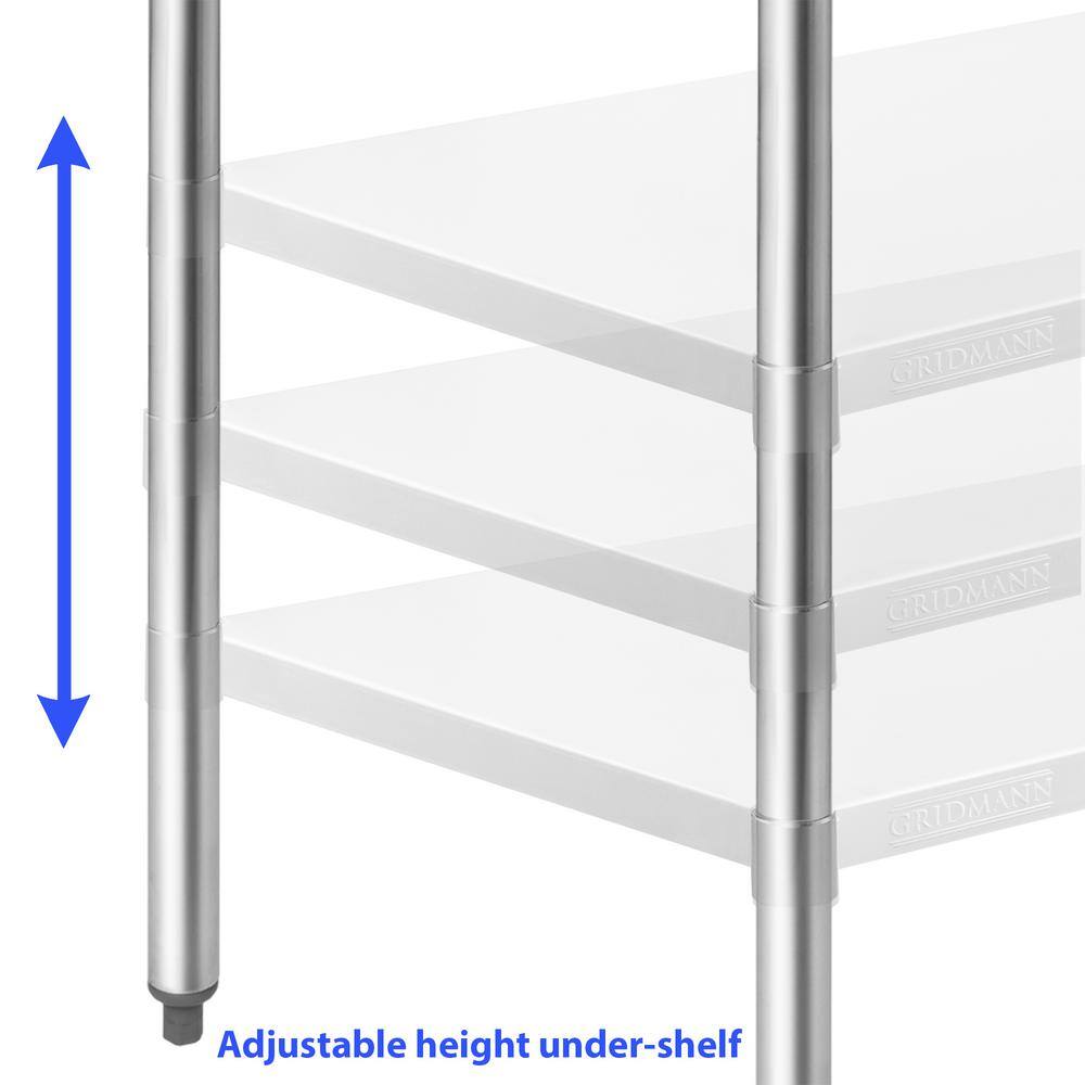 GRIDMANN 63-Inch Stainless Steel Work Table with Undershelf