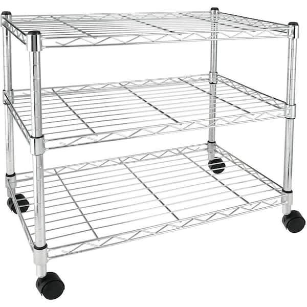 FUNKOL 3-Tier Silver Kitchen Shelf Simple Deluxe Heavy Duty Steel Storage Shelf Unit Multifunctional Cart