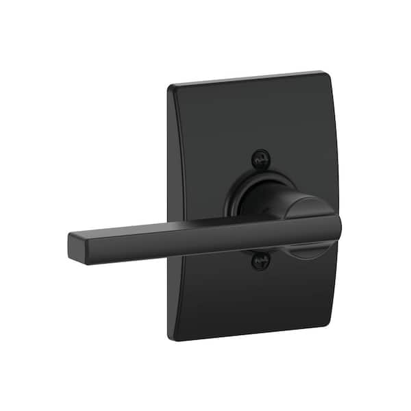 Schlage Latitude Matte Black Non-Turning Door Lever with Century Trim