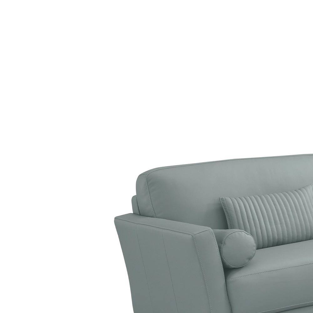 Watery Leather Sofa with Flared Arms and Pillows