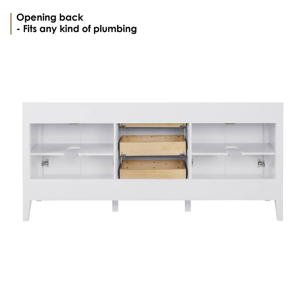 Laurel 72" White Wood Double Bathroom Vanity Base