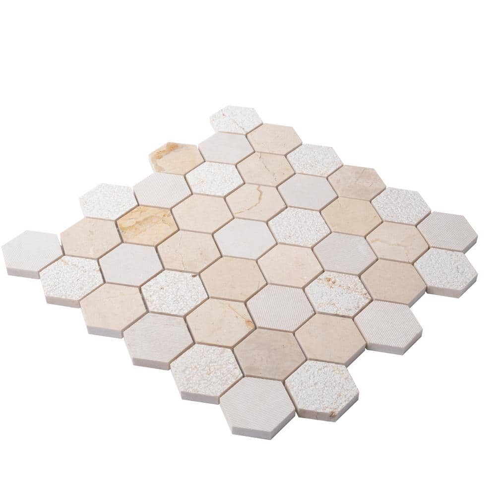 Beige Hexagon Marble Polished Mosaic Tile 12x12