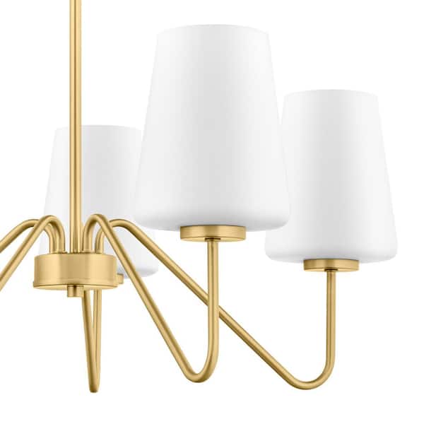 Monteaux Lighting 5-Light Gold Chandelier Light Fixture with White