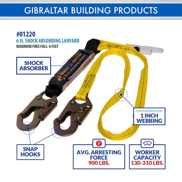 Guardian Fall Protection 6 ft. Shock Absorbing Lanyard 01220 - The