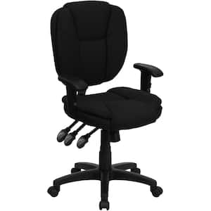 Mid-Back Black Fabric Multi-Functional Ergonomic Swivel Task Chair with Height Adjustable Arms