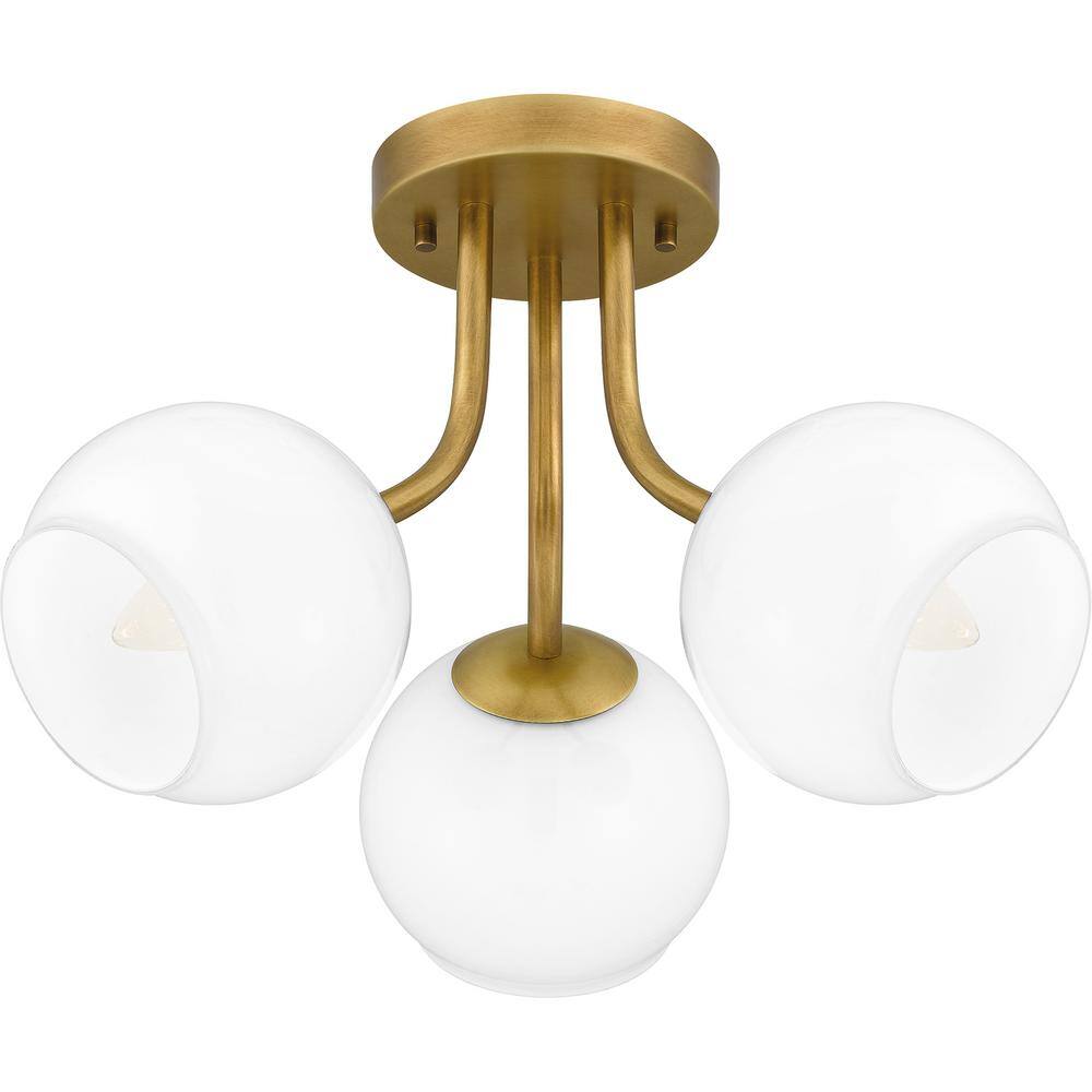 Matte Black and Clear Globe 3-Light Modern Semi-Flush Mount