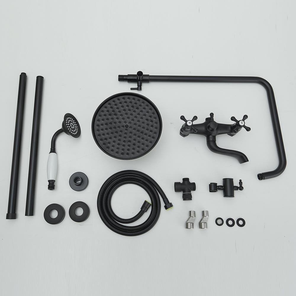 Matte Black Adjustable Height Dual Shower Head System
