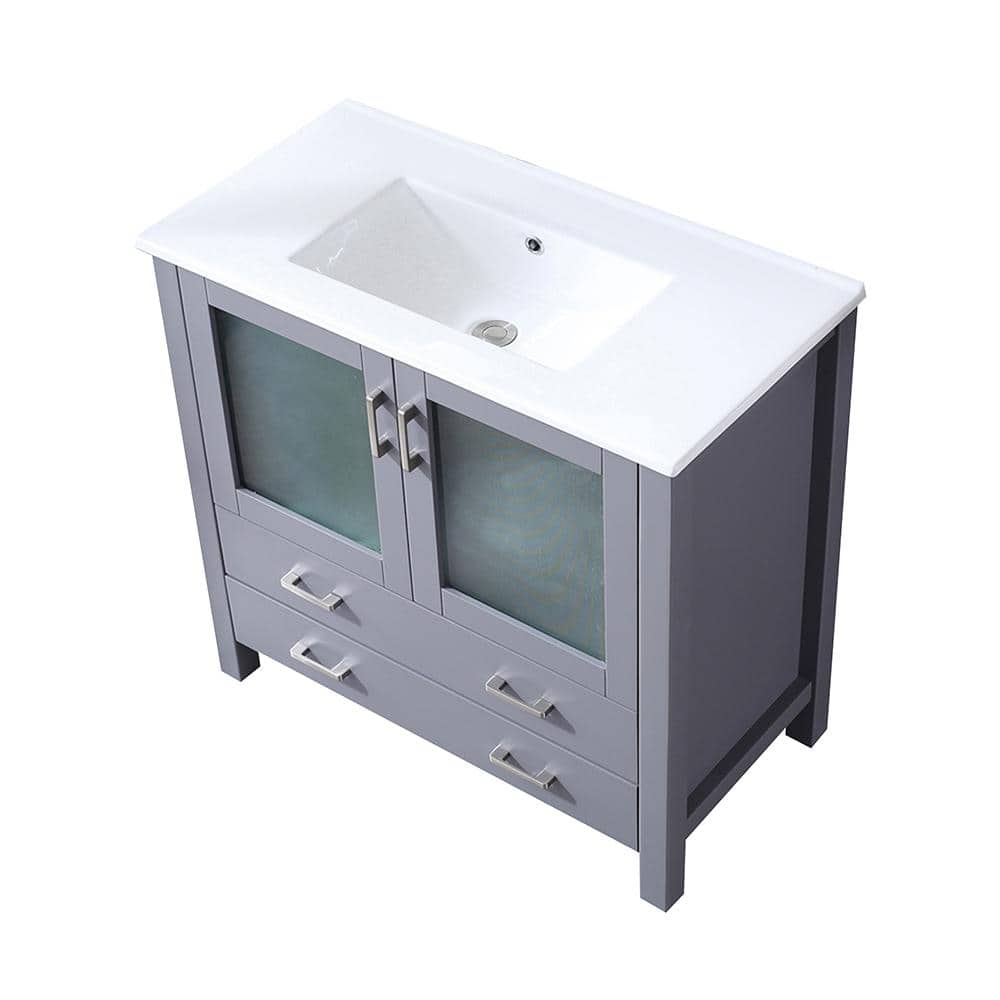 Volez 36" Dark Gray Single Vanity with Ceramic Top