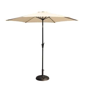 8.8 ft. Aluminum Outdoor Market Umbrella with 33 lbs. Round Base and Crank Lift in Cream