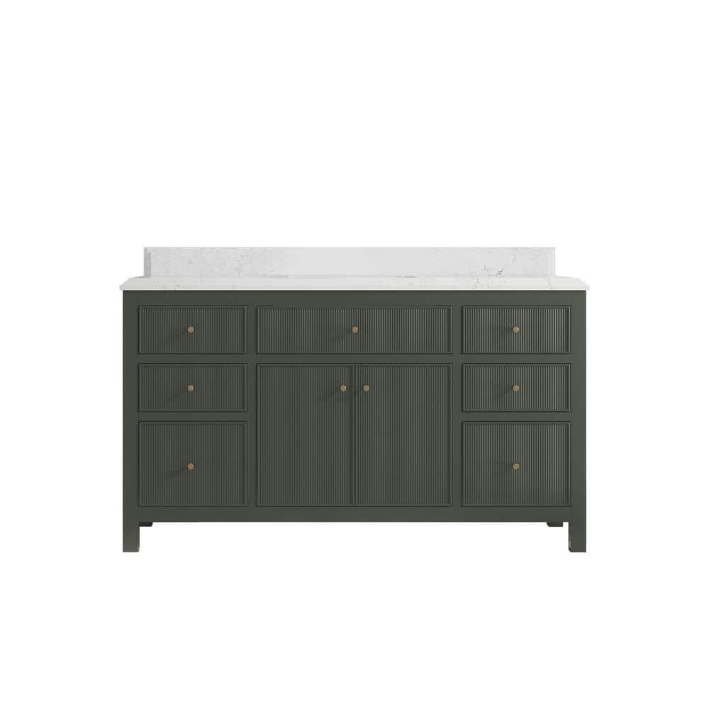 Sonoma 60 in. W x 22 in. D x 36 in. H Single Sink Bath Vanity in Pewter Green with 1.5 in. Empira Quartz Top price history on PriceWatchPro