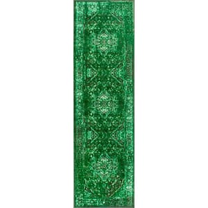 Reiko Vintage Persian Green 3 ft. x 12 ft. Runner Rug