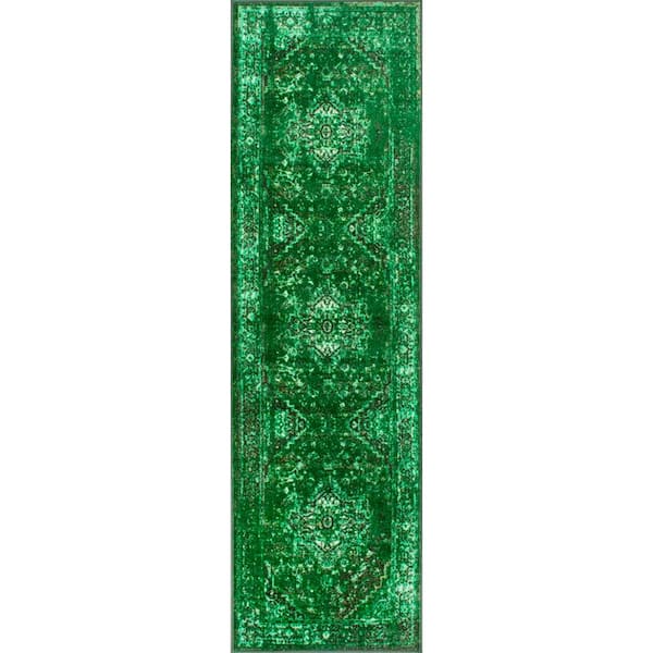 nuLOOM Reiko Vintage Persian Green 3 ft. x 9 ft. Runner Rug