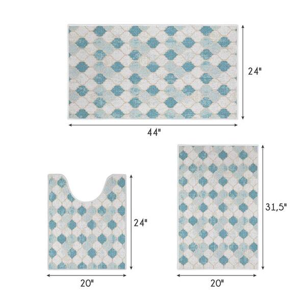 SUSSEXHOME Light Teal Color Geometric Trellis Design Cotton Non