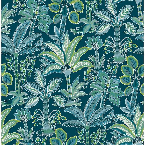 NuWallpaper Teal Kapok Peel and Stick Wallpaper Sample