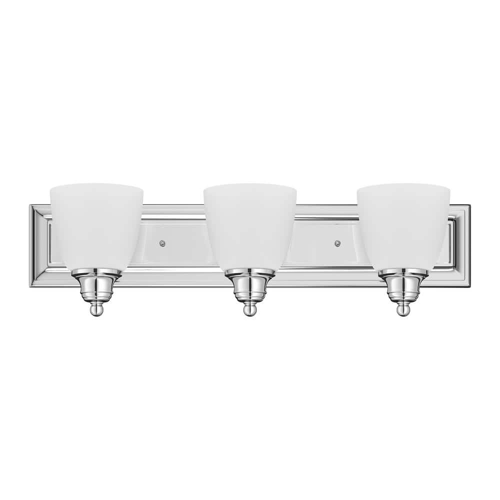 Springfield Polished Chrome 3-Light Vanity with Satin Opal White Glass