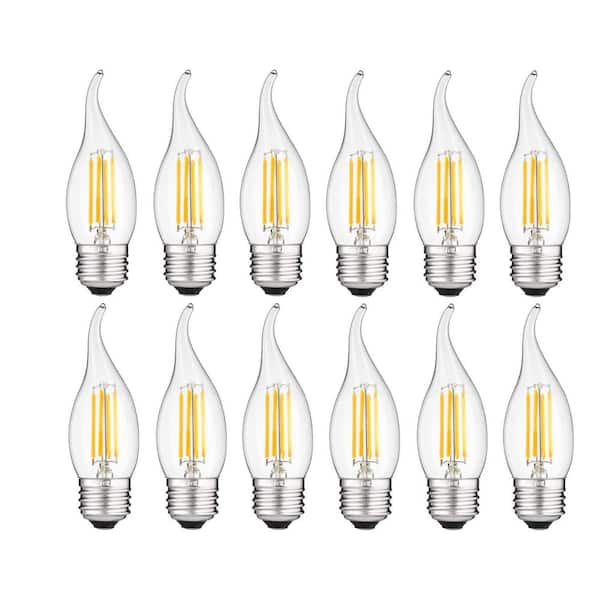 Sunlite 40-Watt Equivalent CA11 Dimmable ENERGY STAR Clear Chandelier LED Light Bulb in Warm White 2700K (12-Pack)