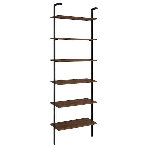 Coaster Owens 96 in. Tall Walnut and Sandy Black Wood 6-Shelf