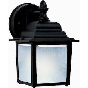 Side Door 5.5 in. W 1-Light Black Outdoor Wall Lantern Sconce