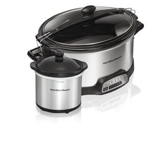 Programmable Stay or Go 6 Qt. Stainless Steel Slow Cooker with Bonus Party Dipper