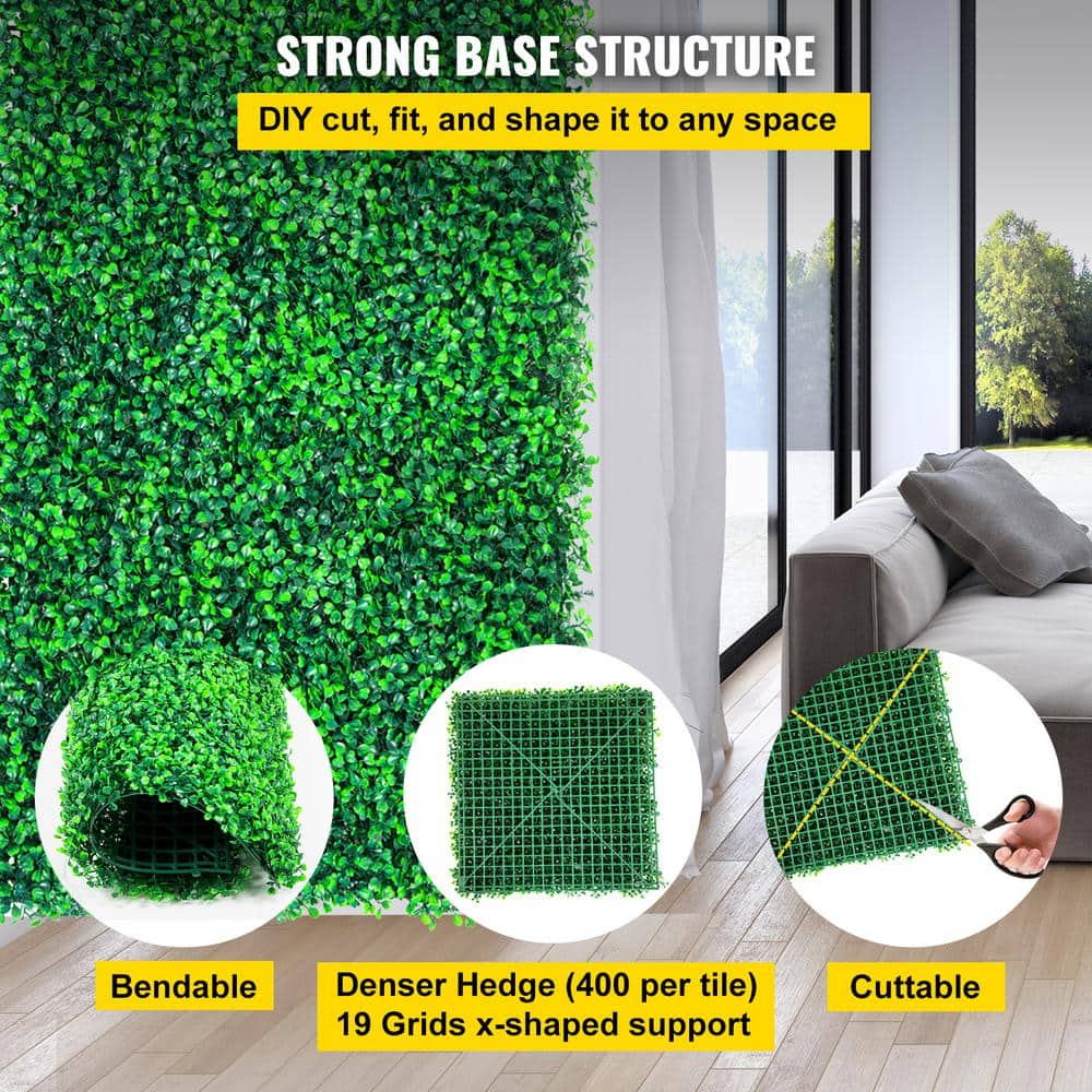 Green Artificial Boxwood Hedge Panels with Lights, 21"